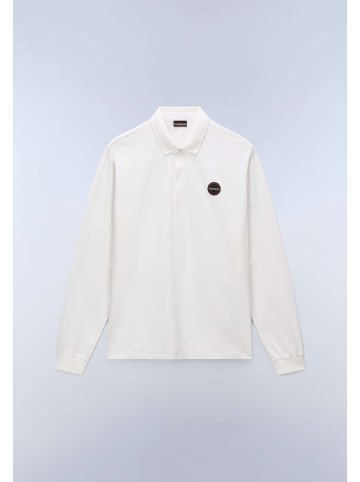 Napapijri Polo "E-Badge Ls" in Weiß