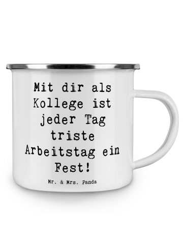 Mr. & Mrs. Panda Emaille Tasse Spruch Fest Kollege mit Spruch in Weiß