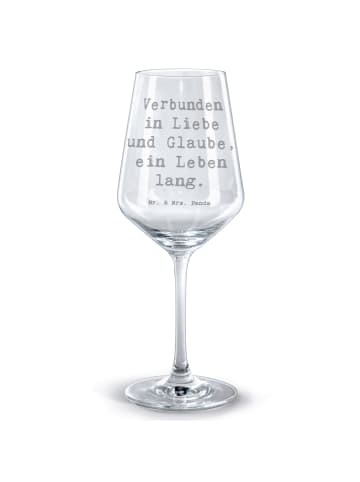 Mr. & Mrs. Panda Rotwein Glas Spruch Kirchliche Trauung Liebe Gl... in Transparent