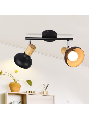 ZMH Deckenleuchte in schwarz 2-flammige E14 Vintage Metall Deckenspots