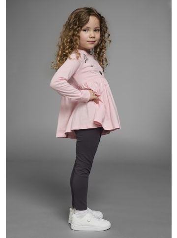 Kidsworld Langarmshirt & Leggings in rosa/anthrazit