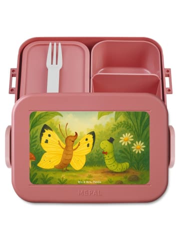 Mr. & Mrs. Panda Bentobox Raupe Schmetterling Design ohne Spruch in Rot Pastell