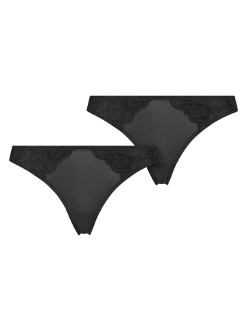 Urban Classics Urban Classics Ladies Lace Tanga 2-Pack in black+black