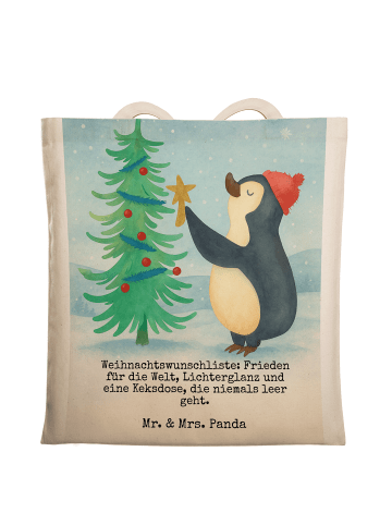 Mr. & Mrs. Panda Tragetasche Pinguin Weihnachtsbaum Design mit S... in Weiß