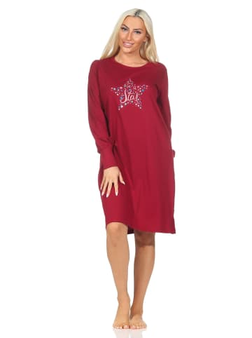 NORMANN langarm Nachthemd Bündchen Herz - 87561 in rot