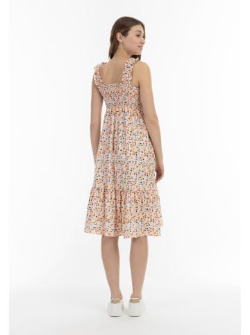 myMo Damen Midikleid in Creme Mehrfarbig