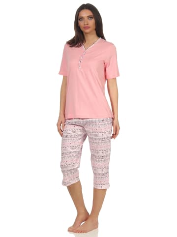 NORMANN Capri Pyjama kurzarm Ethnolook - 53578 in rosa