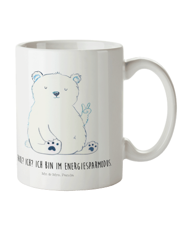 Mr. & Mrs. Panda Mehrwegbecher Eisbär Faul mit Spruch in Weiß