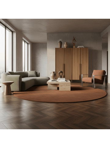 KADIMA DESIGN Teppich Kurzflor Waschbar Einfarbig LECH Microfaser OEKO-TEX in Braun