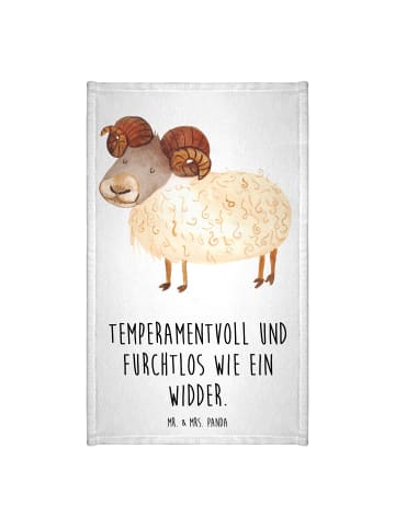 Mr. & Mrs. Panda Baumwollhandtuch Sternzeichen Widder mit Spruch in Weiß