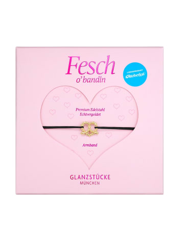 Glanzstücke München Oktoberfest Armband Herz-Breze aus Edelstahl in gelbgold