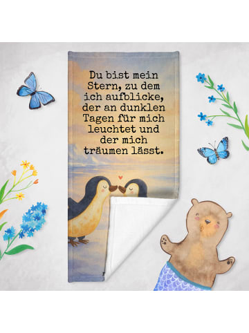 Mr. & Mrs. Panda Handtuch Pinguin Liebe Design mit Spruch in Weiß