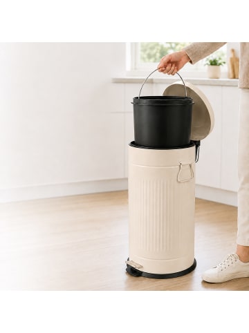 relaxdays Mülleimer in Beige - 30 Liter