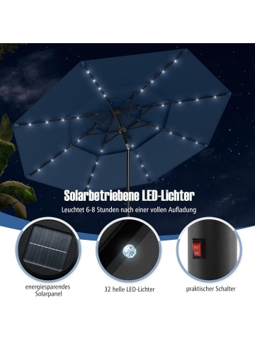 COSTWAY 300 cm Sonnenschirm mit LED in Blau