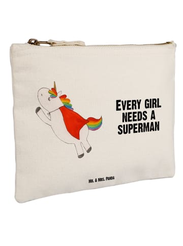 Mr. & Mrs. Panda Federtasche Einhorn Super mit Spruch in Weiß