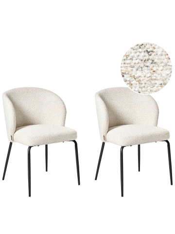 Beliani 2er-Set Esszimmerstuhl ZANA in Beige/Schwarz