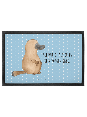 Mr. & Mrs. Panda Schmutzfangmatte Schnabeltier Mut mit Spruch in Blau Pastell