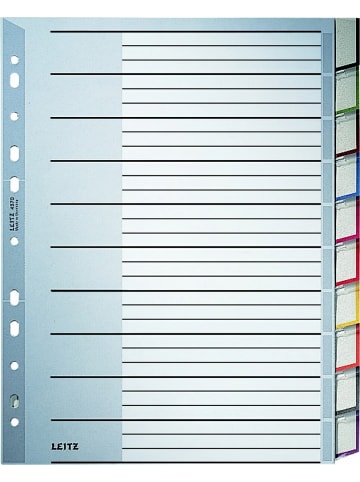 Leitz Register A4 10-teilig PP blanko grau