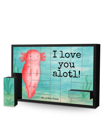 Mr. & Mrs. Panda Adventskalender Axolotl Liebe Design mit Spruch in Weiß