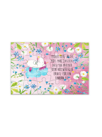 Mr. & Mrs. Panda Puzzle Einhorn Verliebt mit Spruch in Rot Pastell