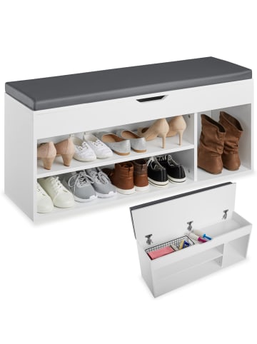 tectake Schuhbank Natalya mit Sitzpolster für 9 Paar Schuhe,  104x30x49cm