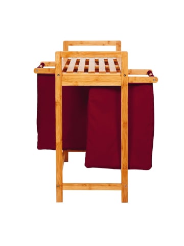 Lumaland Wäschekorb Bambus 73x64x33cm dunkelrot 2 Wäschesäcke rot