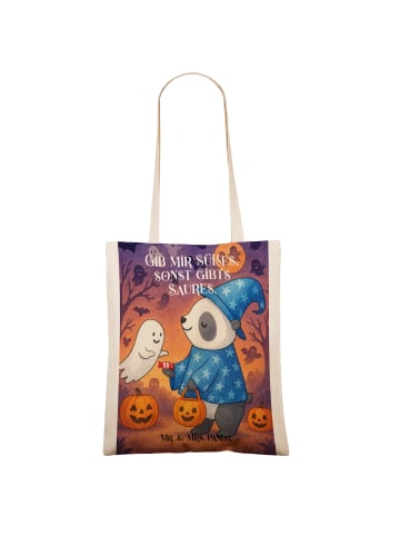 Mr. & Mrs. Panda Shopping Tasche Panda Zauberer Design mit Spruch in Weiß
