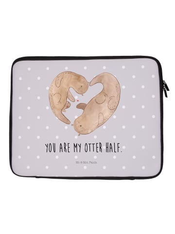 Mr. & Mrs. Panda Notebook Tasche Otter Herz mit Spruch in Grau Pastell