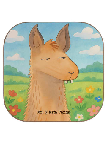 Mr. & Mrs. Panda Untersetzer Lamakopf Genervt Design ohne Spruch in Weiß
