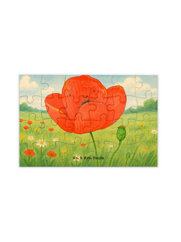 Mr. & Mrs. Panda Puzzle Blume Mohnblume Design ohne Spruch in Weiß