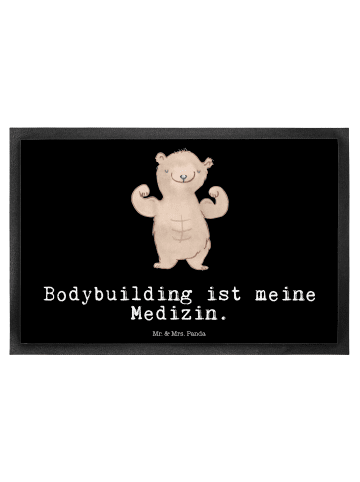 Mr. & Mrs. Panda Fußmatte Bär Bodybuilding Medizin mit Spruch in Schwarz