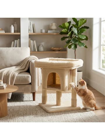 relaxdays Kratzbaum in Beige - (B)52,5 x (H)60 x (T)41 cm