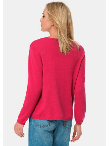 GOLDNER Kurzgröße:  Kaschmir-Strickjacke mit V-Ausschnitt in pink