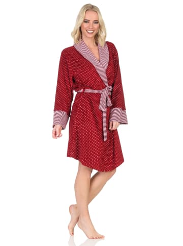 NORMANN Frottee Morgenmantel langarm Bündchen Tupfen Optik - 87807 in Allover