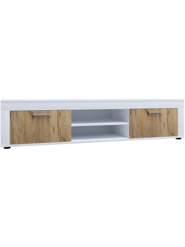 VCM  Holz TV Lowboard Möbel Fernsehschrank Usilo XL in Weiß / Honig-Eiche