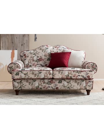 Furn.Design Sofa 2-Sitzer creme Landhaus, Blumen Design, Couch 170 cm