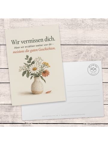Mr. & Mrs. Panda Trauerkarte Blumenstrauß tröstlich Design mit S... in Weiß