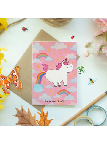 Mr. & Mrs. Panda Grußkarte Einhorn Pupsen Design ohne Spruch in Weiß