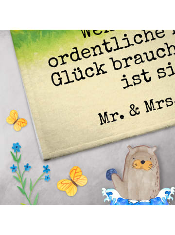 Mr. & Mrs. Panda Gästehandtücher Blume Kleeblatt Design mit Spruch in Weiß