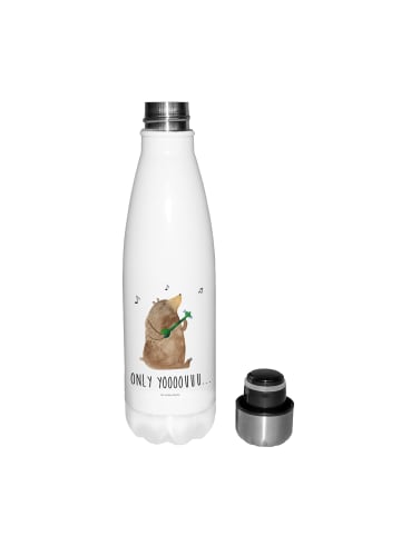 Mr. & Mrs. Panda Thermo-Trinkflasche Bär Gitarre mit Spruch in Weiß