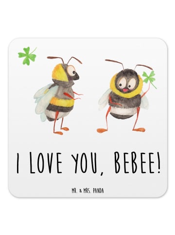 Mr. & Mrs. Panda Untersetzer für Gläser Bienen Paar mit Spruch in Weiß