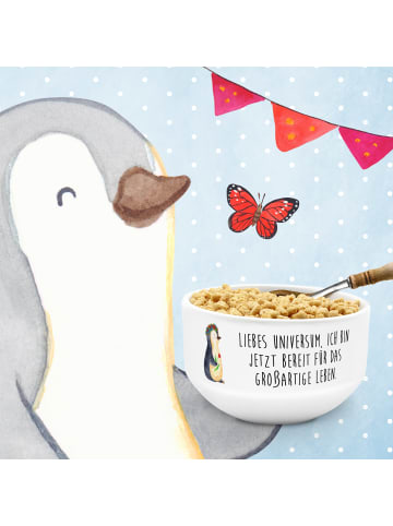 Mr. & Mrs. Panda schale Pinguin Blumen mit Spruch in Weiß