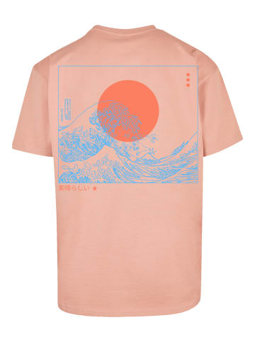 F4NT4STIC Herren T-Shirt Oversized PLUS SIZE Kanagawa Welle in amber