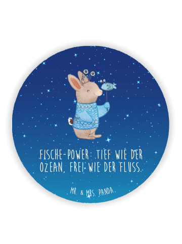 Mr. & Mrs. Panda Rund Magnet Fische Astrologie mit Spruch in Sternenhimmel Blau