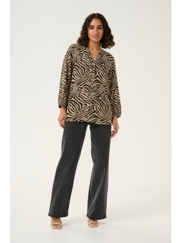 Kaffe Langarm-Bluse KAmilia in Chinchilla/Black Animal Print