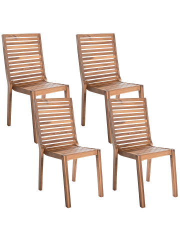 Beliani 4er-Set Gartenstuhl OMBRIANO in Braun