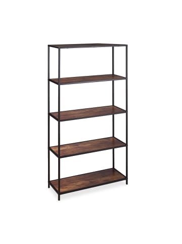 relaxdays Bücherregal in Holzoptik/Schwarz - (B)77 x (H)150 x (T)33 cm