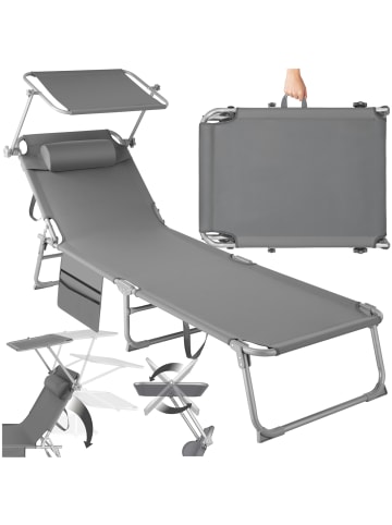 tectake Liegestühle klappbar mit Kopfpolstern, UV-beständig, 190 x 68 x 65 cm