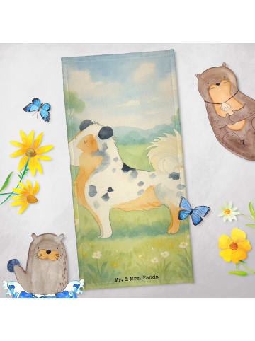 Mr. & Mrs. Panda Handtuch Hund Australien Shepherd Design ohne S... in Grau Pastell