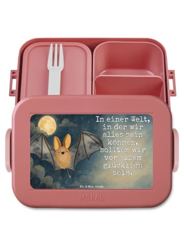 Mr. & Mrs. Panda Lunchbox Fledermaus Flügel Design mit Spruch in Rot Pastell